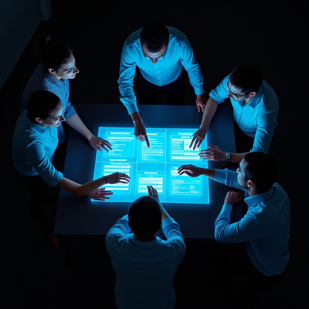 Strategic planning session with mentor and business team